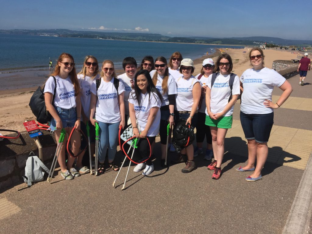 The Accommodation Office taking part in a beach clean at Exmouth