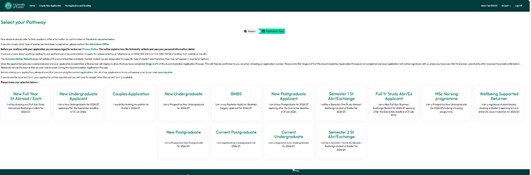 Screenshot of accommodation types section of accommodation application form
