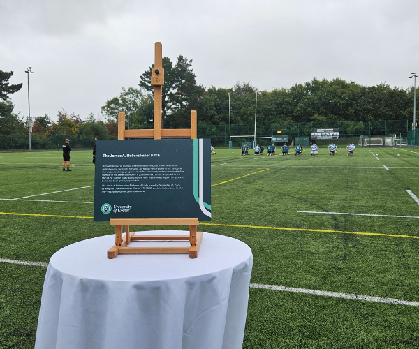 University of Exeter sports pitch named in recognition of alumnus’ generosity  