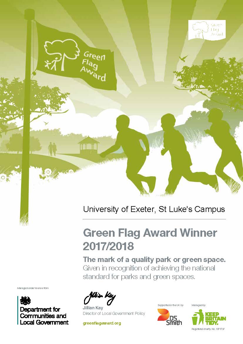 Green Flag Award 2017/18 Certificate - St Luke's Campus