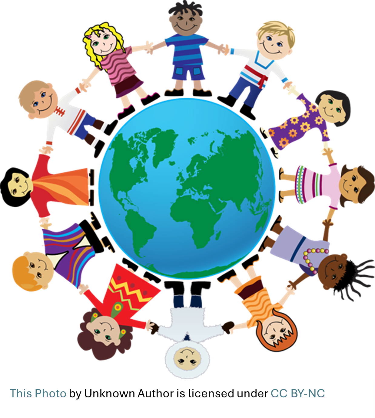 Graphic of children on a globe