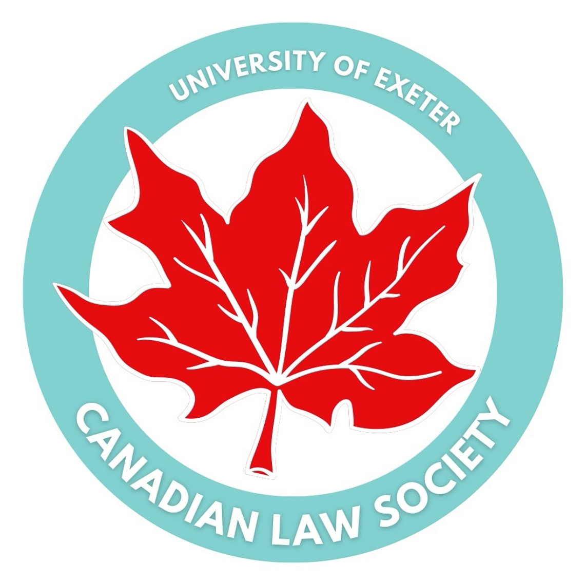 The logo for the Canadian Law Society with a red maple leaf in the centre of a pale blue circle