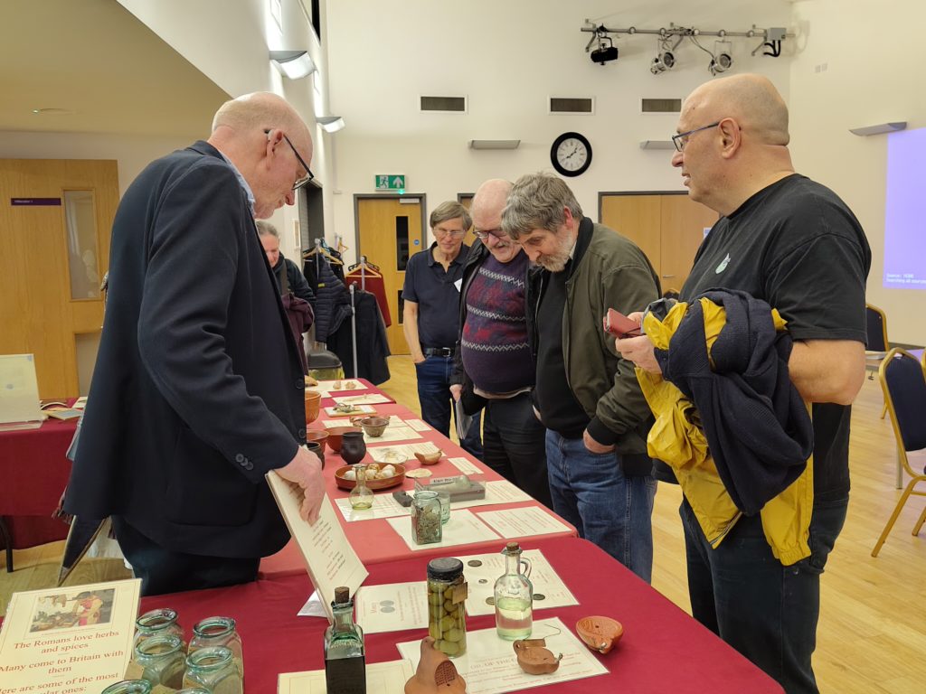 Visitors look at the displays about Roman life.