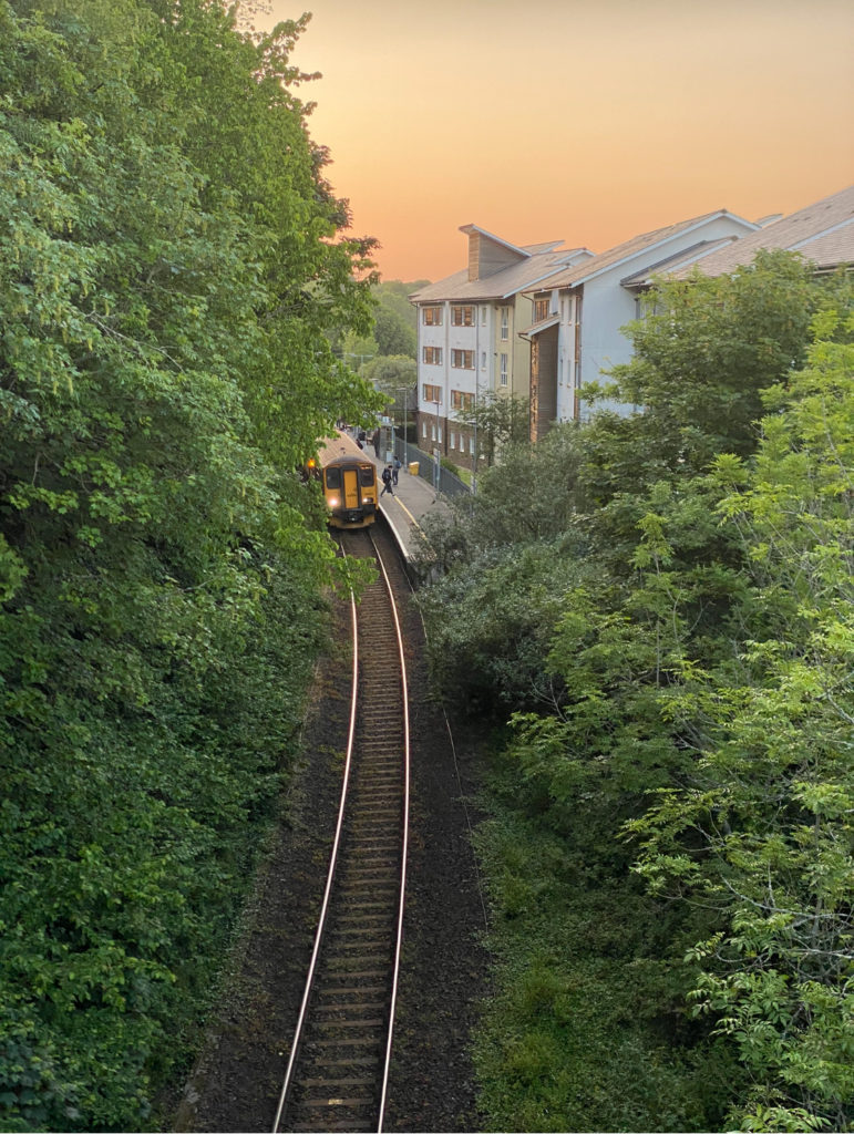 Falmouth train in the sunset