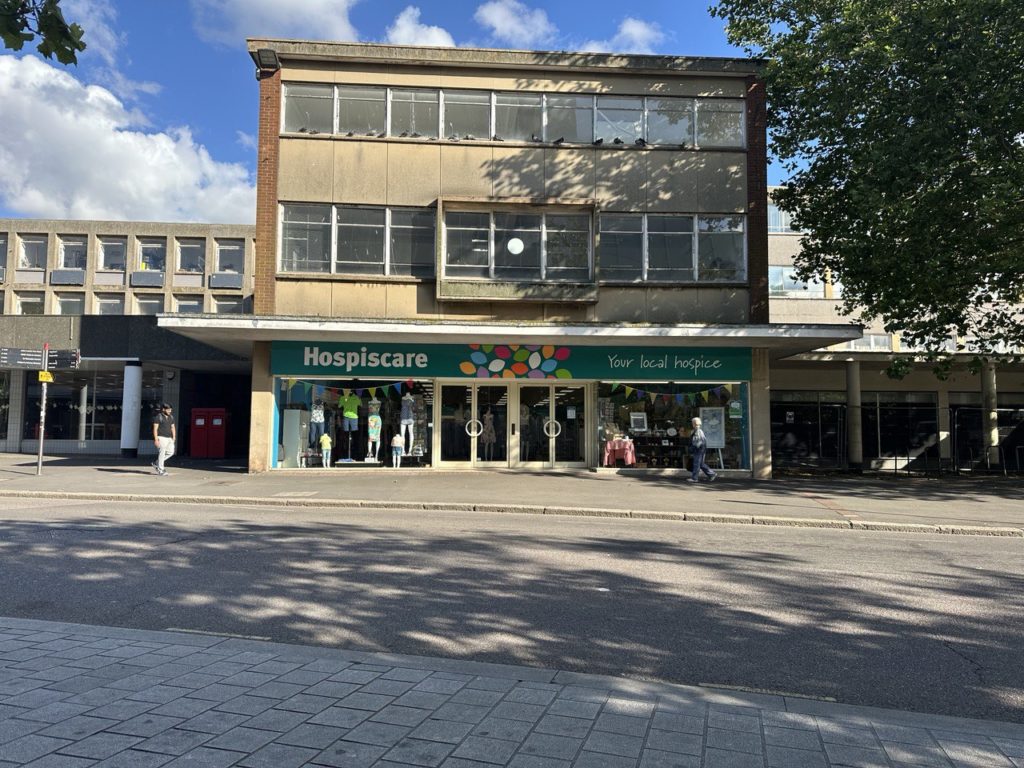 The charity shop Hospiscare on a sunny day