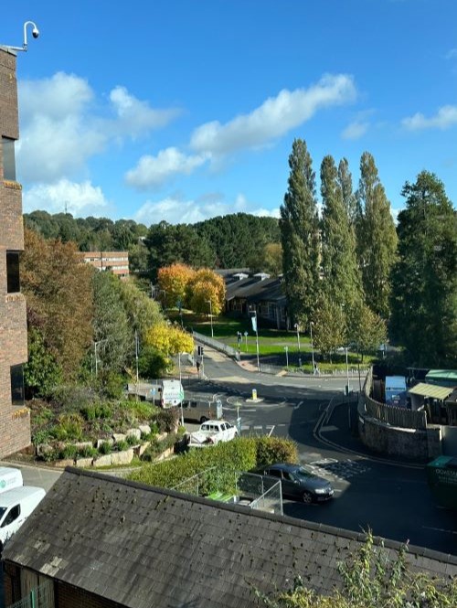 View over the bottom of Streatham Campus on a sunny day