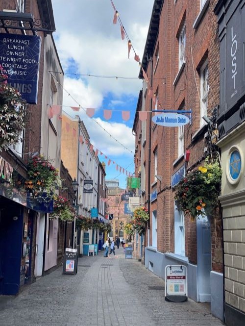 Picturesque Gandy Street in Exeter city centre