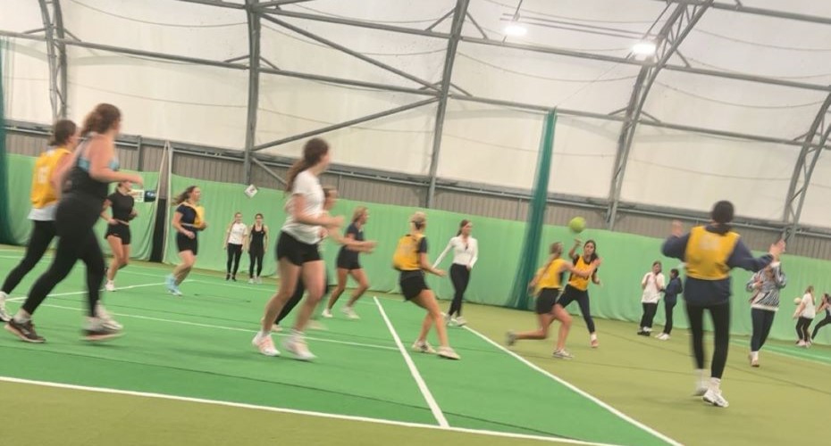 Students playing netball