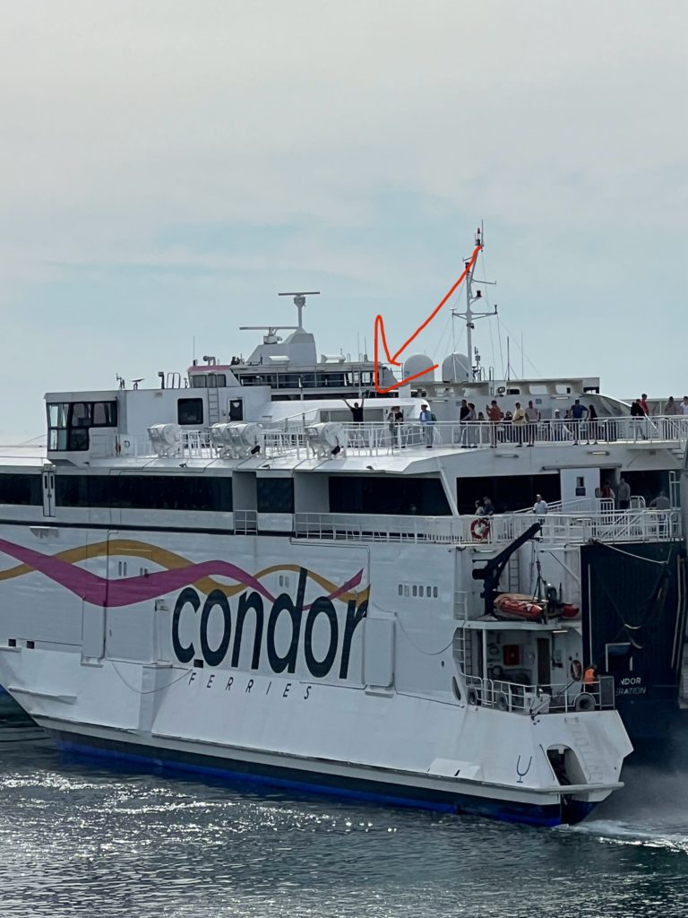 My Dad waving me off from the ferry as he left me in Jersey for the first semester