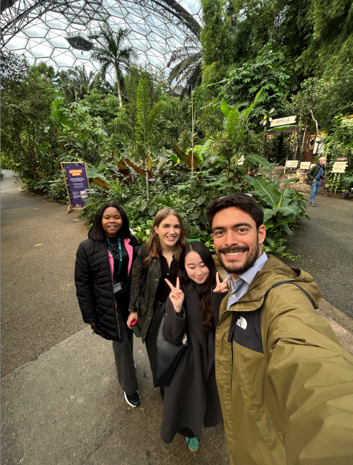 Image of 4 students inside a biodome at the Eden Project in Cornwall