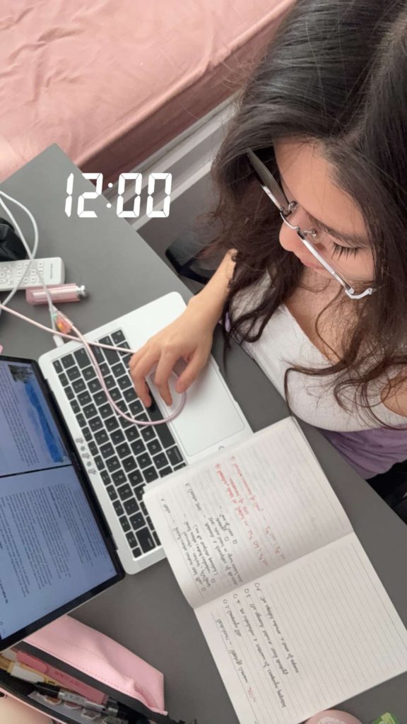 Female student studying for an assignment