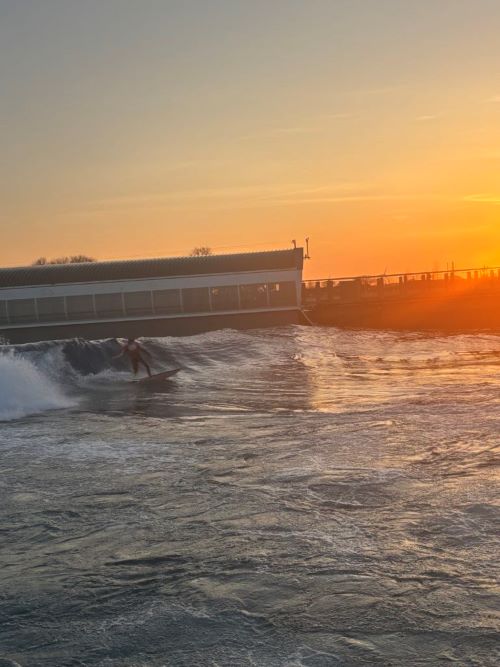 A surfer in the sunset