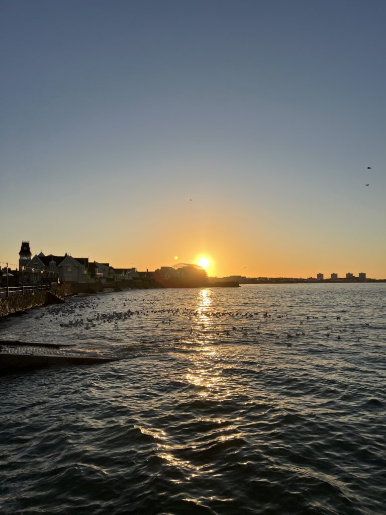 A sunrise over Havre des Pas in Jersey, Channel Islands
