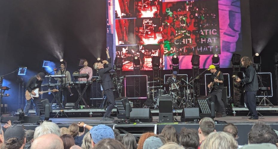 Band playing on a large concert stage