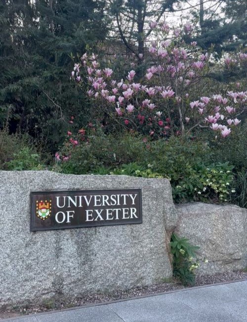 University of Exeter rock sign