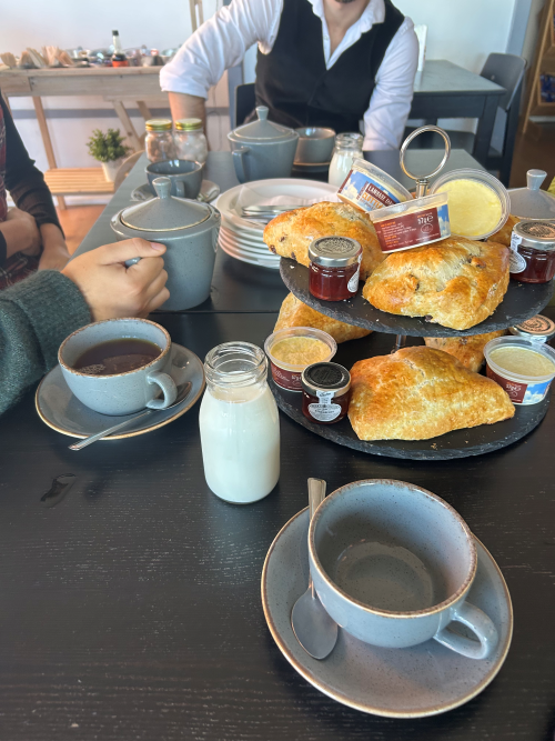 Café table with a cream tea