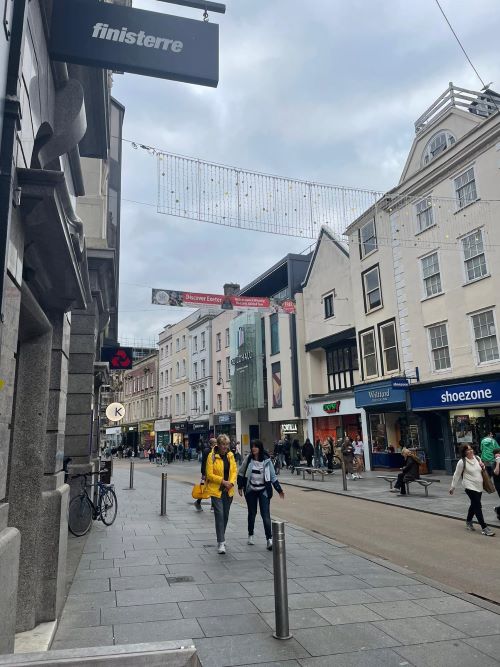 A central shopping street in Falmouth