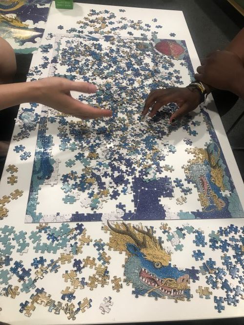 A half-finished jigsaw on a table