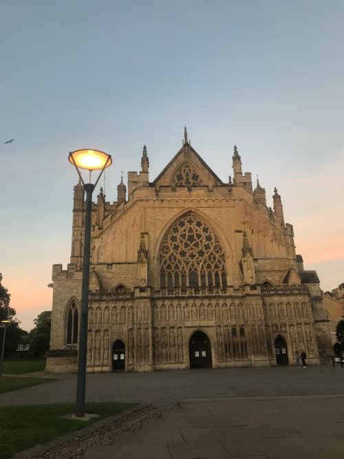 Sunset over Exeter cathedral