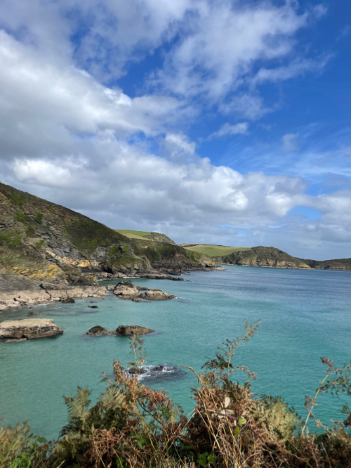 Turquoise sea and a rocky cove