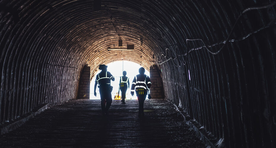 Camborne School of Mines students in a mine