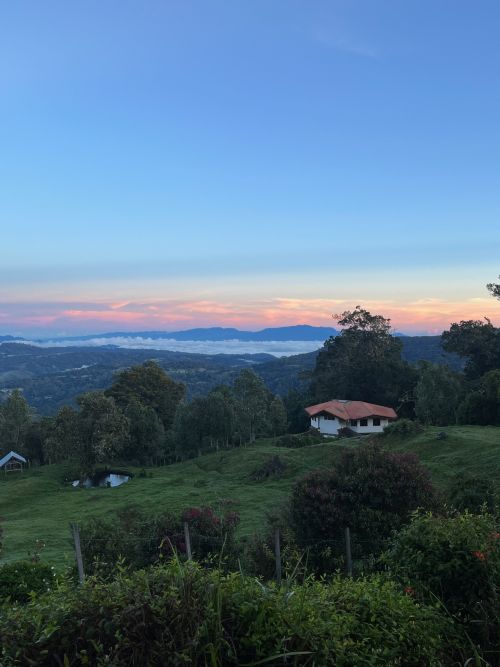 A sunrise view from the cabins at the top of the Talamanca's.