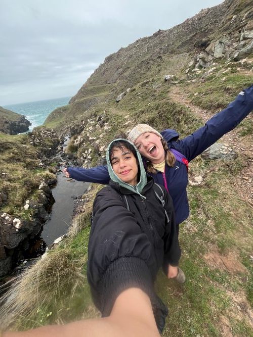 A friend and I walking near Kynance Cove.