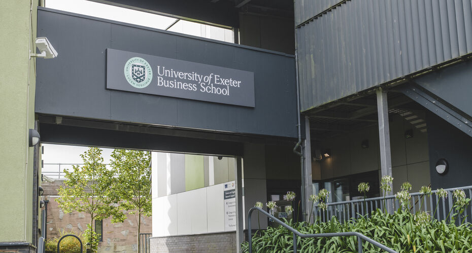 University of Exeter Business School sign on the Penryn Campus