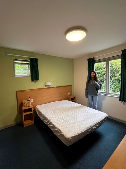 Me on my first day in my empty Glasney flat room.