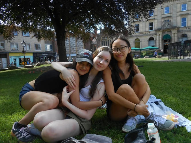 A picnic with close friends made through university accommodation. 