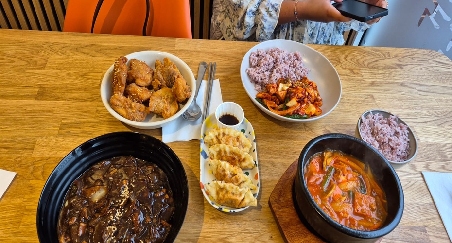 Several plates of Korean food