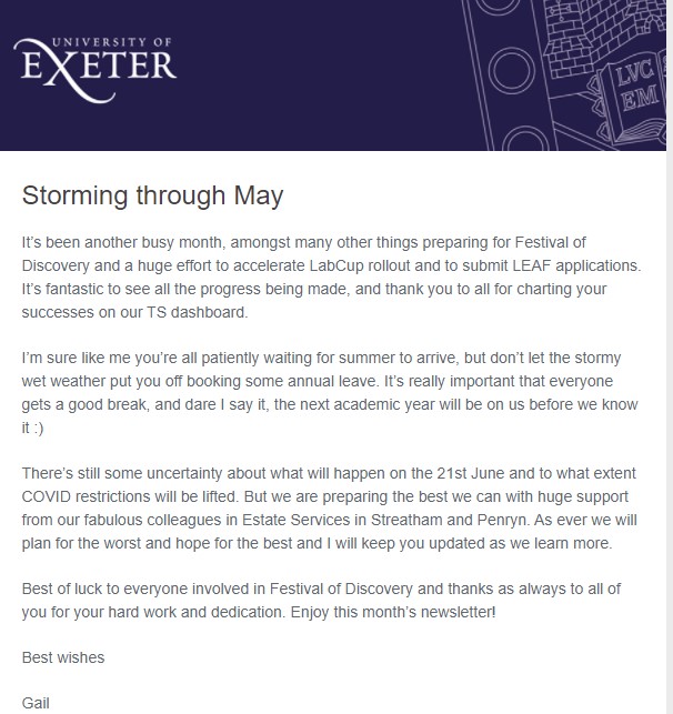 Newsletter – May 2021