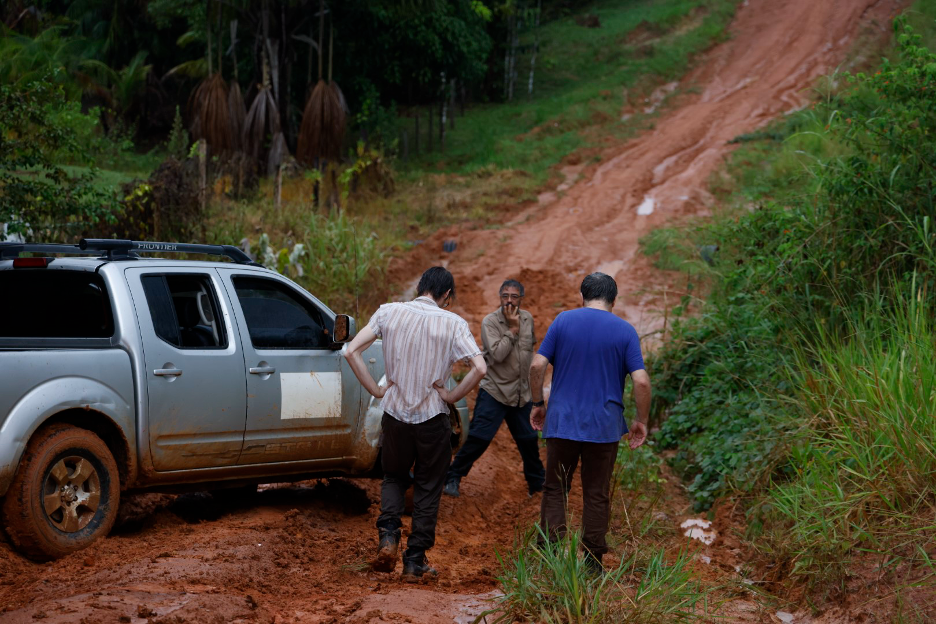 After heavy rain, the road became impassable. One of the many challenges in reaching remote forests to assess fire impacts on soil and vegetation.